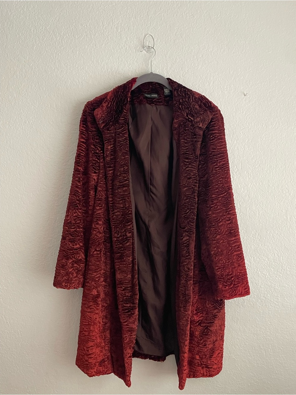 Valerie Steven's Vintage Burgundy Faux Fur Coat